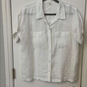 Eileen Fisher White Short Sleeve Blouse